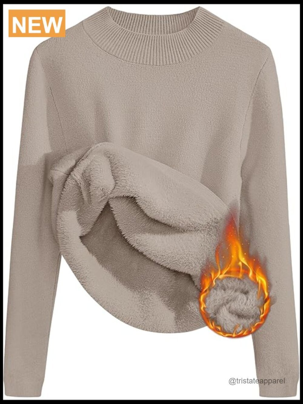 Womens Fleece Lined Mock Neck Slim Fit Pullover Sweater
